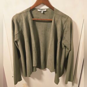 Naked Zebra Olive Green Women's Faux Suede Open-Front Blazer Sz M